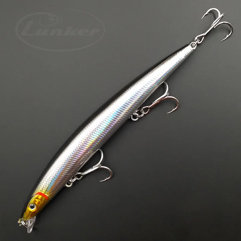 

Lunker Floating Minnow 14g 13cm Top Upper Middle Water Long Casting Fishing Hard Bait Lure Hook Bass