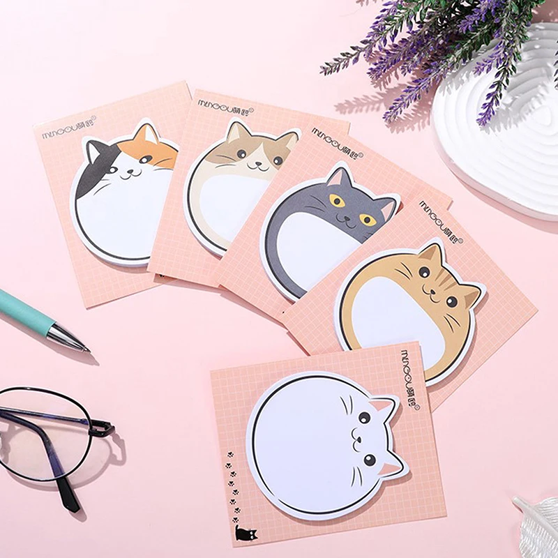 

30Sheets Kawaii Chubby Cat Sticky Notes Memo Pad Bookmarks Cute N Times Sticky Office Stationery Supply Journal Planner