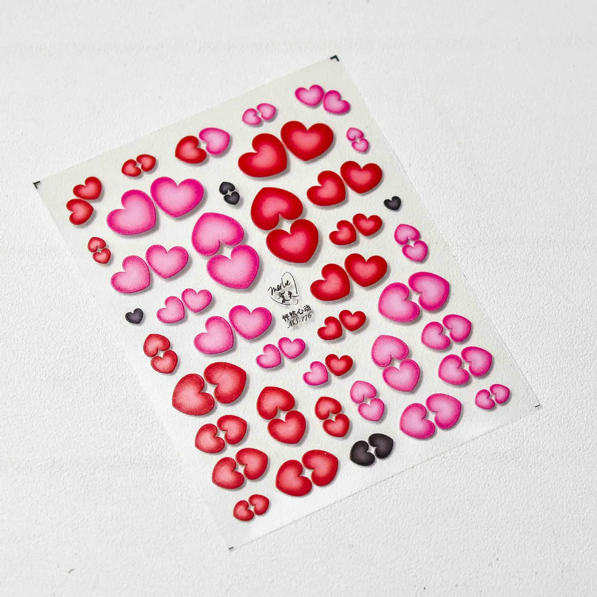 

3D Embossed Nail Stickers Pink Heart Love Self-Adhesive Slider Acrylic Nail Art Decorations Stars Decals Manicure Accessories