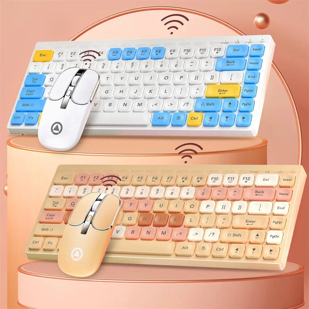 

KM02 Bluetooth 5.2+2.4GHz Wireless Keyboard And Mouse Kits 84 Keys Mini Protable Home Office Compatible Laptop Desktop Computer