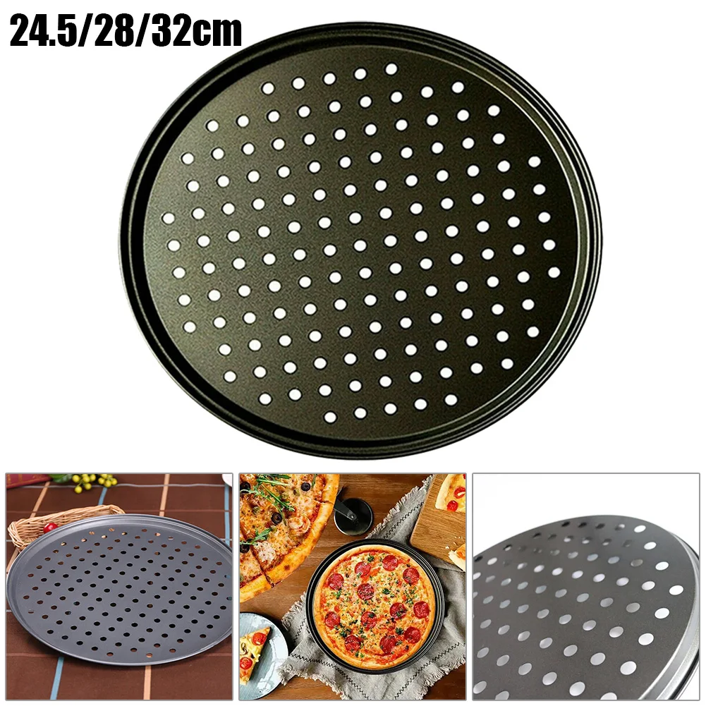 

Round Carbon Steel Pizza Pan Tray Non-stick Coated Pizza Baking Pan Punching Pizza Mold Baking Tray Baking Tool Dish Baking