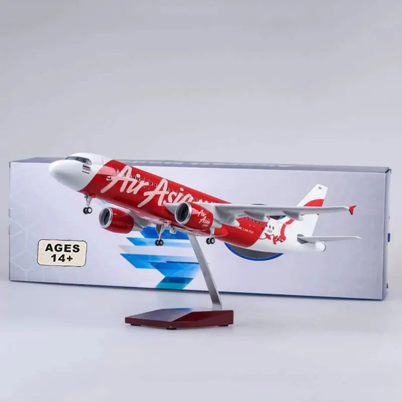 Масштабная модель самолета 1:80 Air Asia A320 со светодиодной подсветкой (сенсорное или