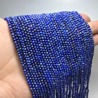 234mm lapis lazuli faceted round natural stone loose spacer beads for jewelry making diy bracelet necklace 15%e2%80%9d wholesale