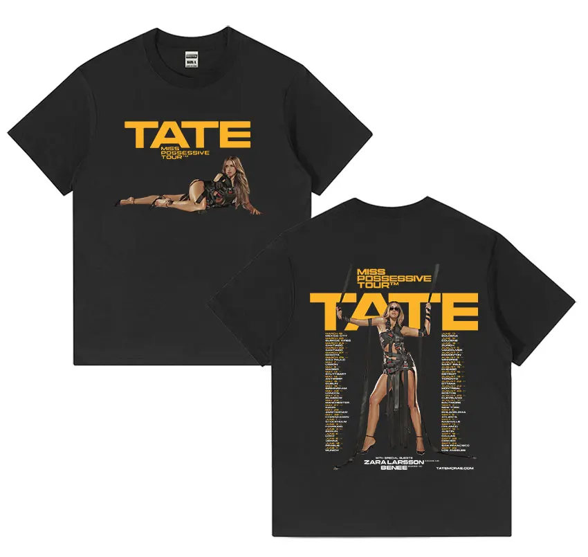 Футболки Tate McRae Miss Possessive World Tour 2025 для мужчин и женщин хлопковая футболка в стиле
