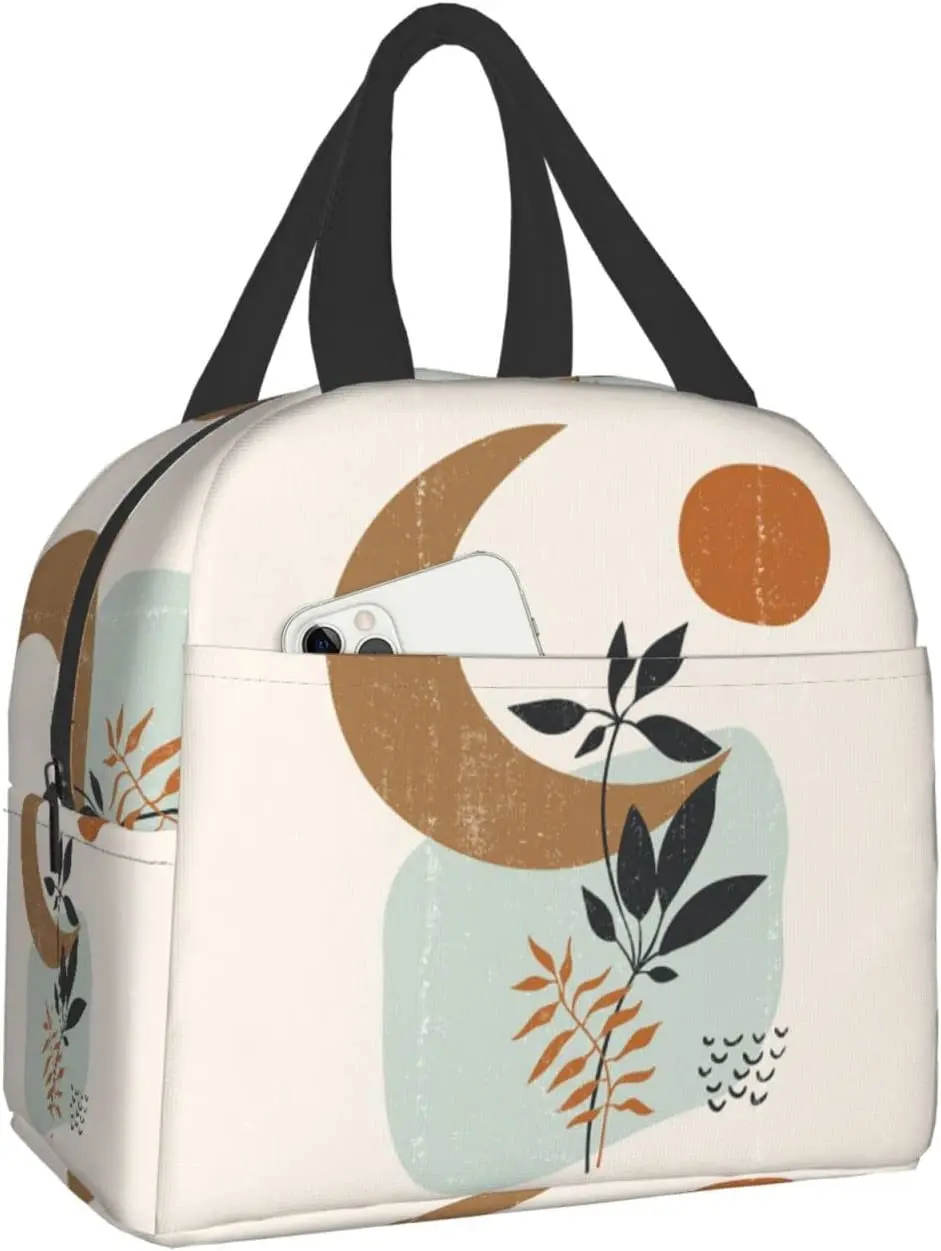 

Boho Abstract Rainbow Sun Men Reusable Water-Resistant Cooler Tote Box Cute Container Lunch Holder Portable Bag Travel Office