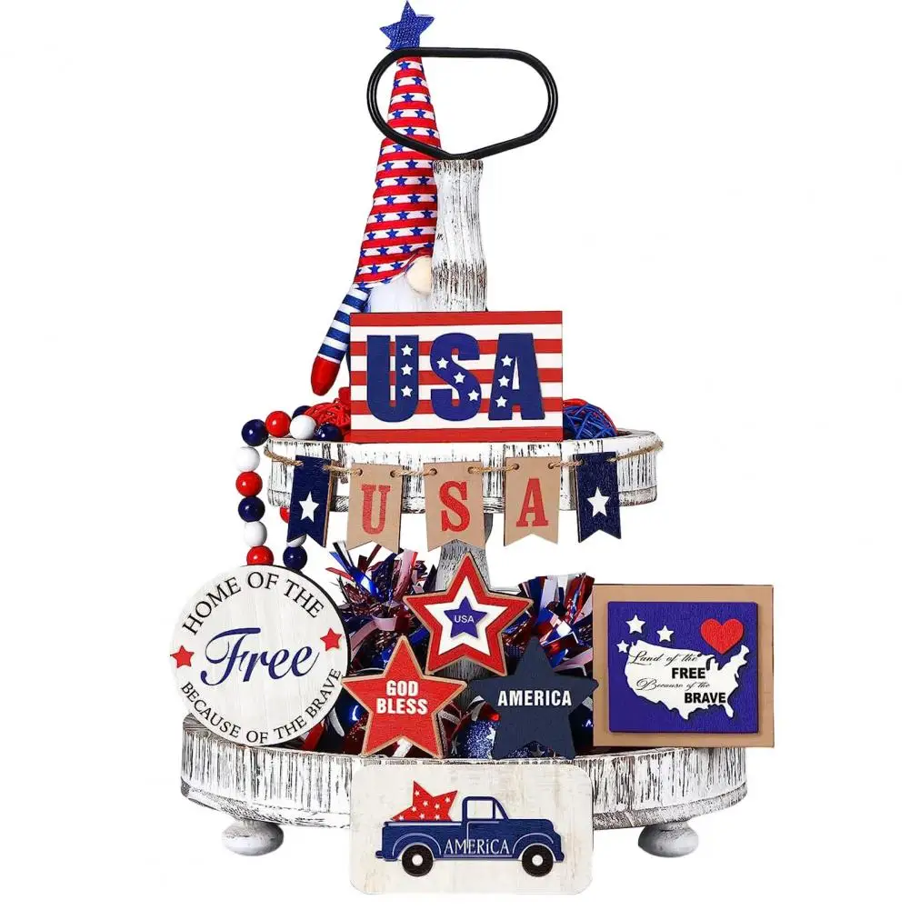 

Attractive Independence Day Ornament Burr-free Comfortable Touch Rounded Edges Tray Ornament Home Supply