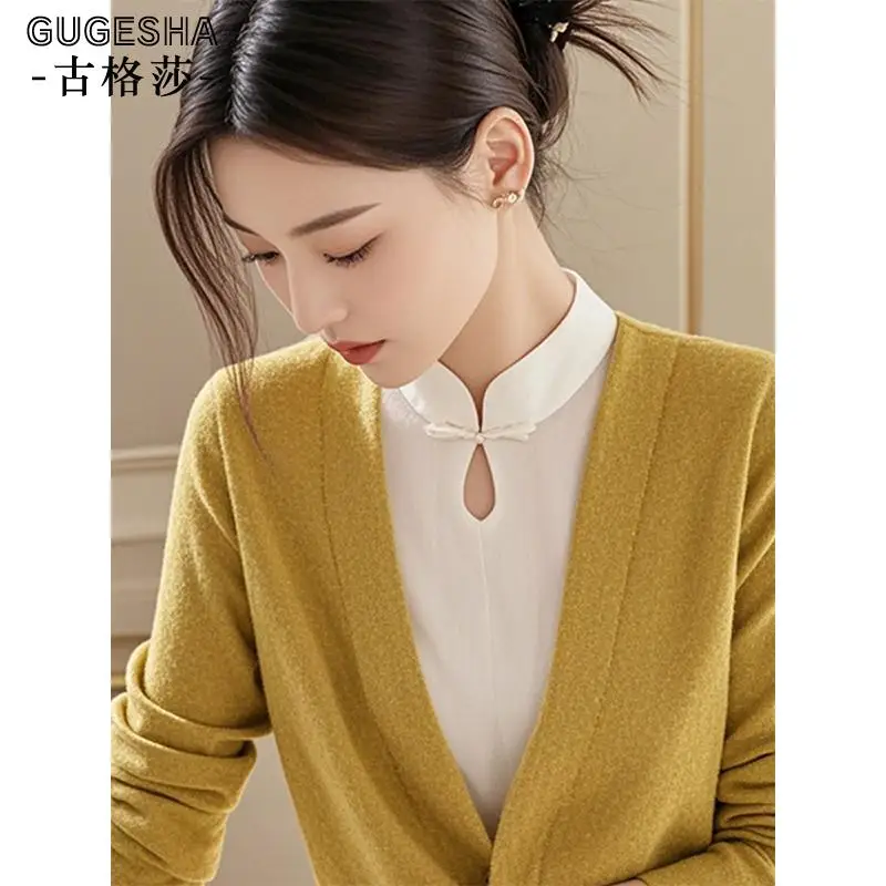 2024 Ранняя осень новый китайский Sle High Sense в стиле пэчворк искусственный вязаный