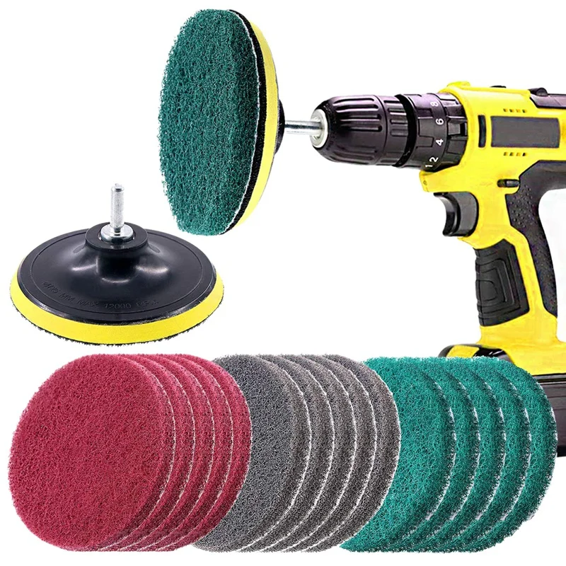 

16Pcs 5Inch 3 Different Color Scrubbing Pads Drill Powered Brush Tile Scrubber Scouring Pads Cleaning Kit,Abrasive Buffing Pads