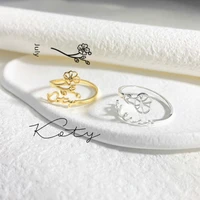 nokmit personalized birthday flower name ring customized unique flower ring for girlfriend wife mom birthday gift custom jewelry