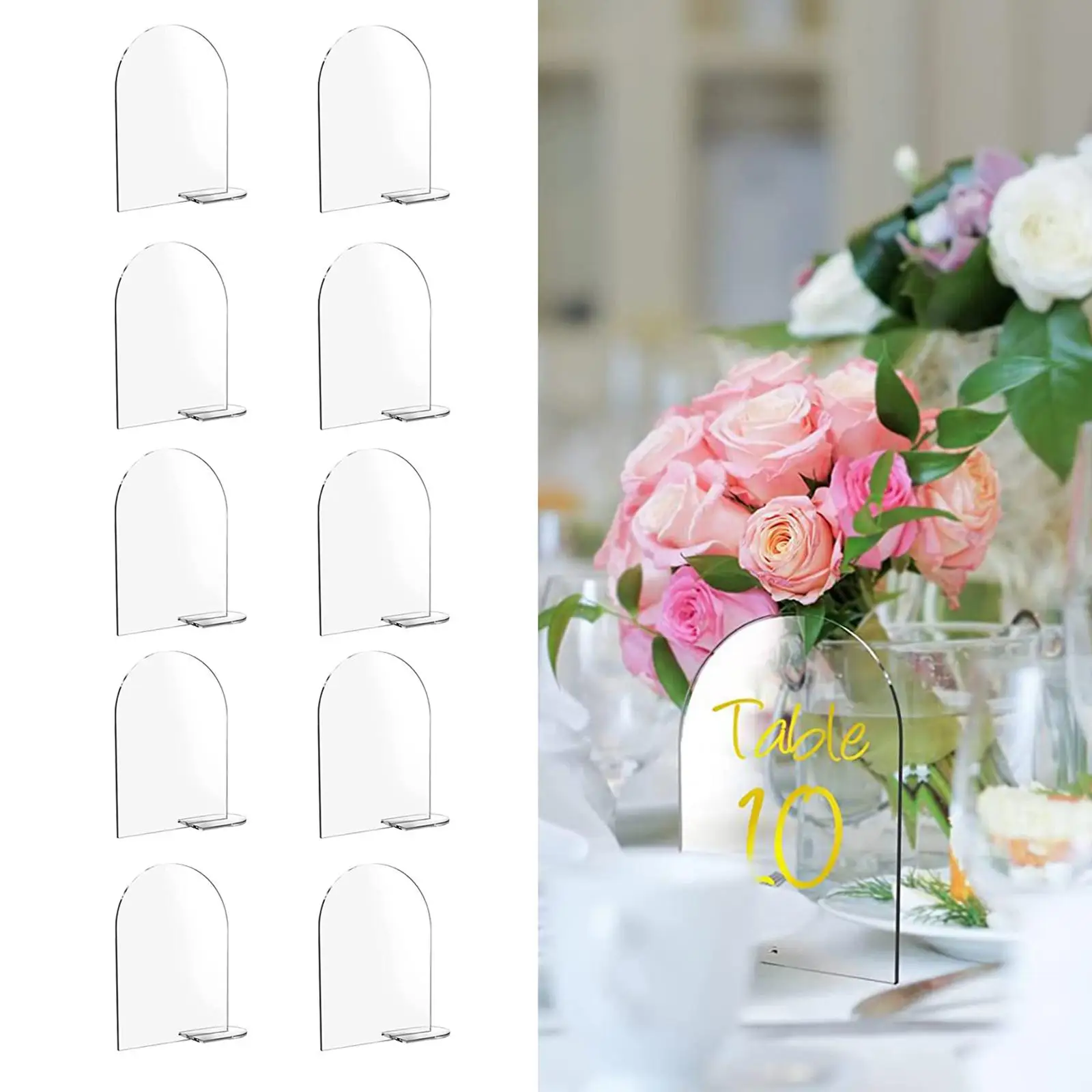 

10Pcs Clear Acrylic Place Cards Guest Names with Holder Hand Written Seating Cards Blank Sublimation DIY Signs for Banquet