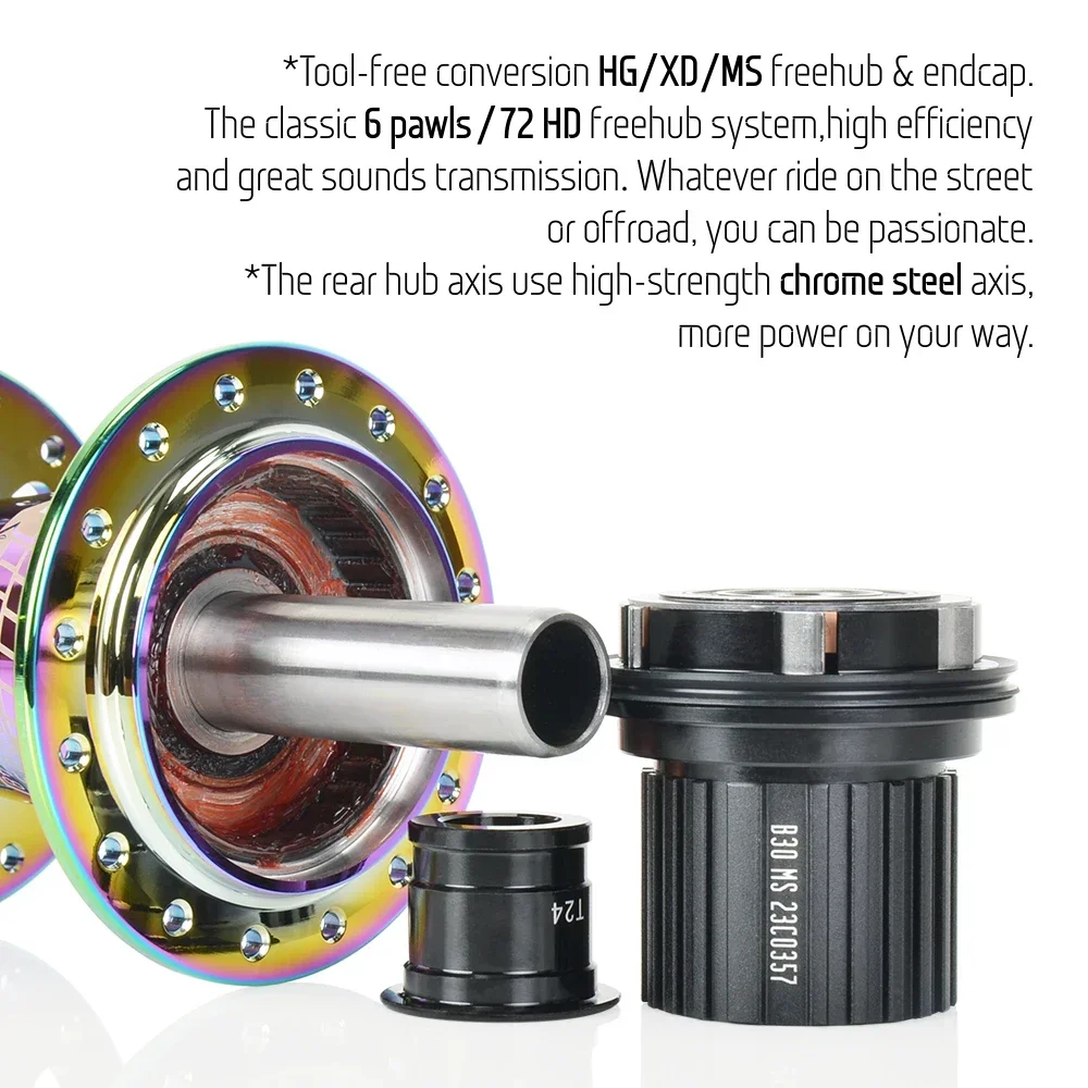 Фото Koozer XM490pro задний куб MS 28 32 36 Отверстия MTB, шумный куб, велосипедная ступица 5x135 10x135 QR 12x142 THRU 12 Скоростей, осевой велосипед CRMO, запчасти №4