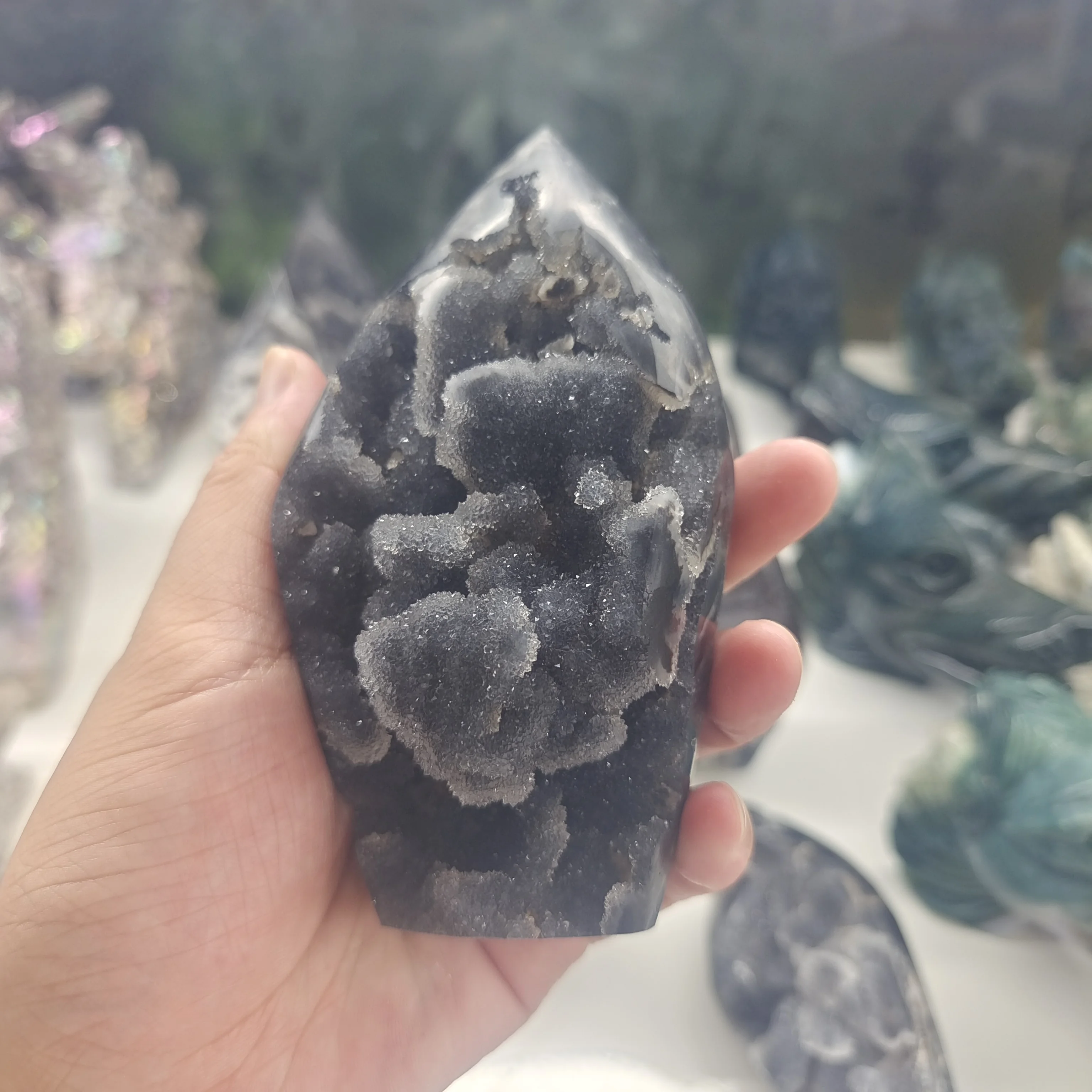 

Natural Sphalerite Quartz Crystal Stone, Freeform Mineral Geode, Fengshui Reiki Healing, Wichcraft Meditation, Home Decor, 500g