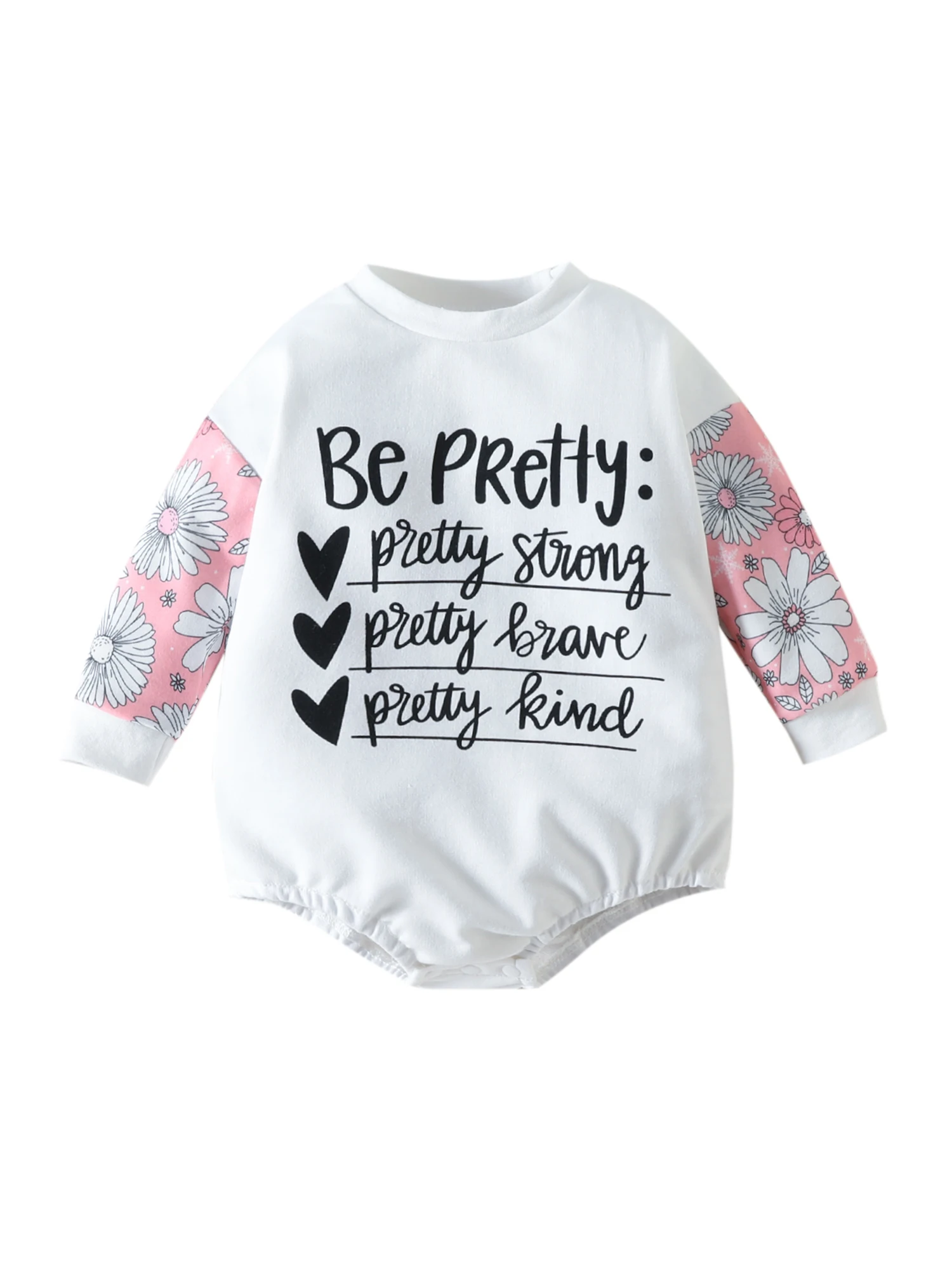 

Baby Girl Fall Winter Outfit Letter Print Romper Patchwork Bodysuit