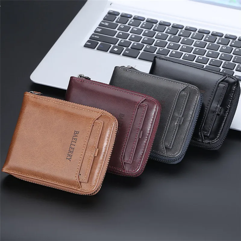 

Men's Fashion Zipper Wallet Secure Large Capacity Male Multi-Card Horizontal/Vertical Wallets Retro Texture Wallet for Men