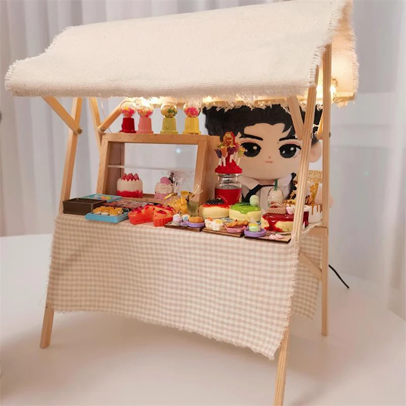 

1:8 Dollhouse Miniature Booth Rack Folding Market Shelf Vegetable Shelf Fruit Stall Model Living Scene Decor Toy