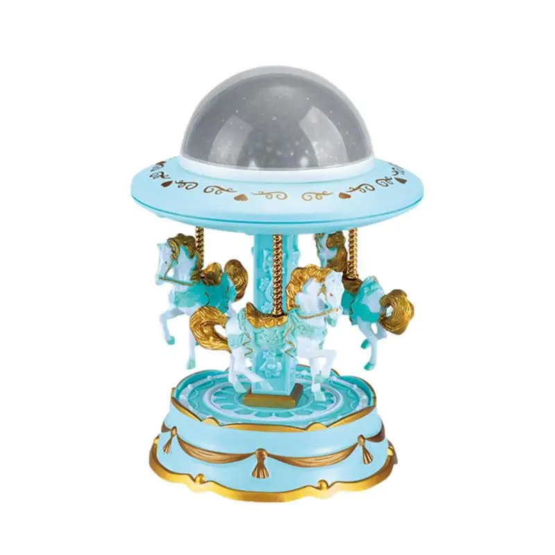 

Музыкальная шкатулка в виде карусели для девочек, Классическая Музыкальная Шкатулка в виде лошадей с 3 лошадьми с искусственной музыкально...