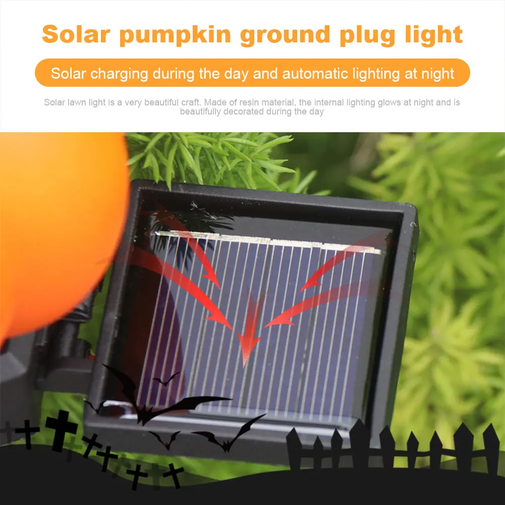 

Solar Lawn Insert Lamp Halloween Decor Pumpkin Resin Lighting Holiday Supplies Christmas Gifts for Paths Courtyards Walkways