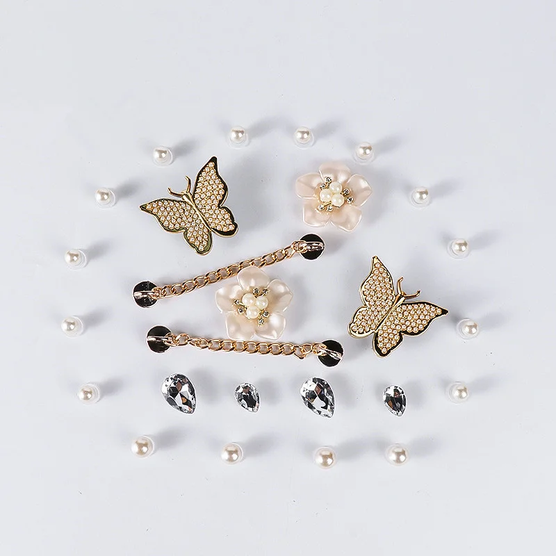 Luxury Metal Croc Charm Gibits Bling Designer Shoe Charm Accessories Set   Clogs Shoe Decorations Luxury Women Shoes Decorations