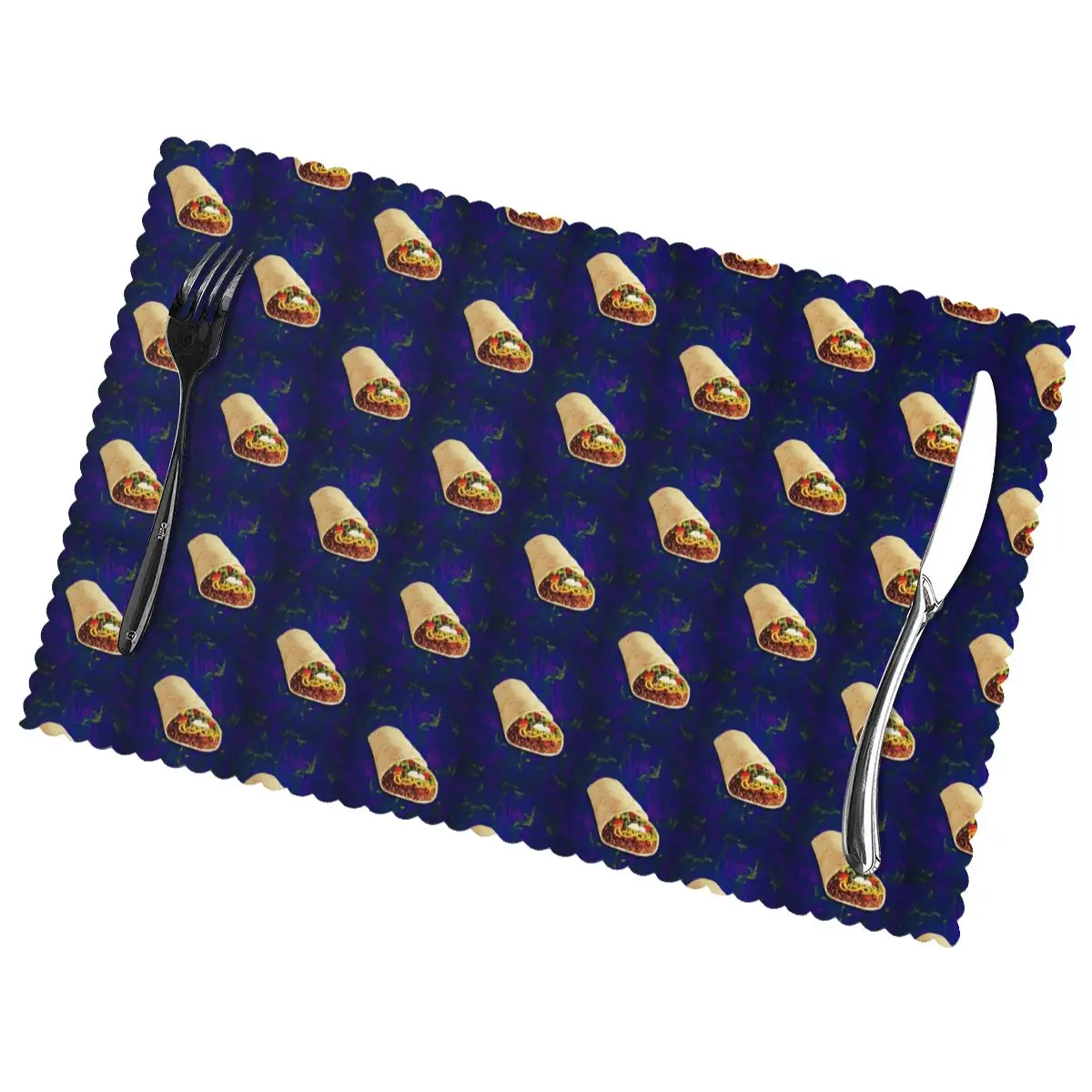 

Burritos Taco Non-Slip Insulation Place Mats for Kitchen Dining Table Washable Placemats Bowl Coaster Cup Mat Set of 6