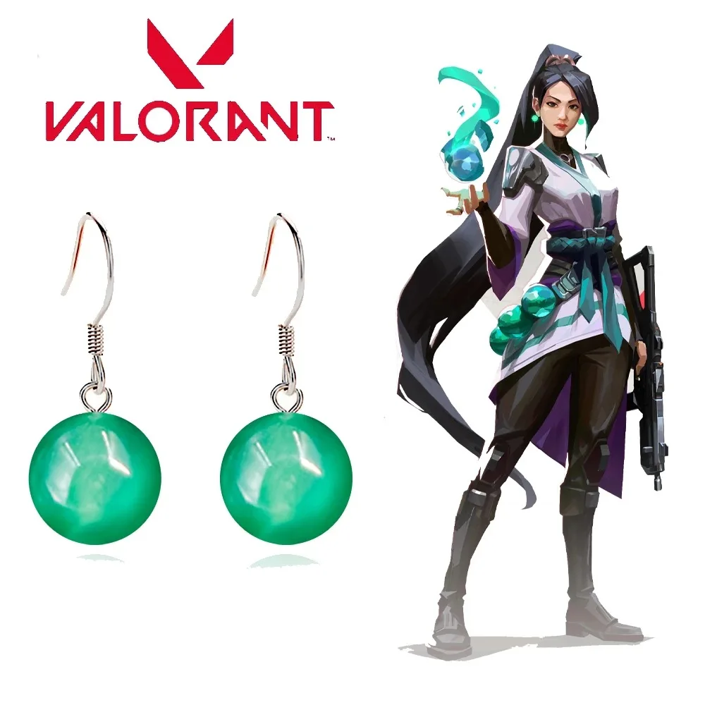Valorant святая молитва шалфей зеленый агат крючок серьги косметология Аниме игра бесстрашный контракт периферические уши ювелирные изделия