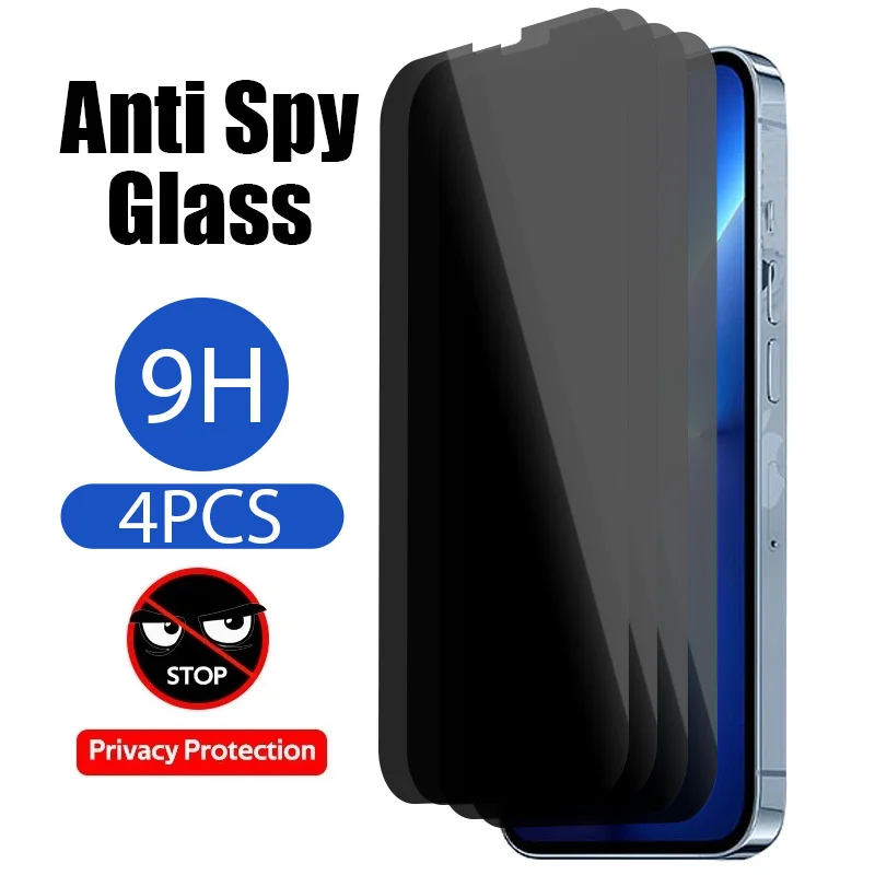 

4Pcs Anti-spy Tempered Glass for iPhone 11 12 13 14 Pro Max Mini Privacy Protective Glass for iPhone 6 7 8 14 Plus XS Max XR X