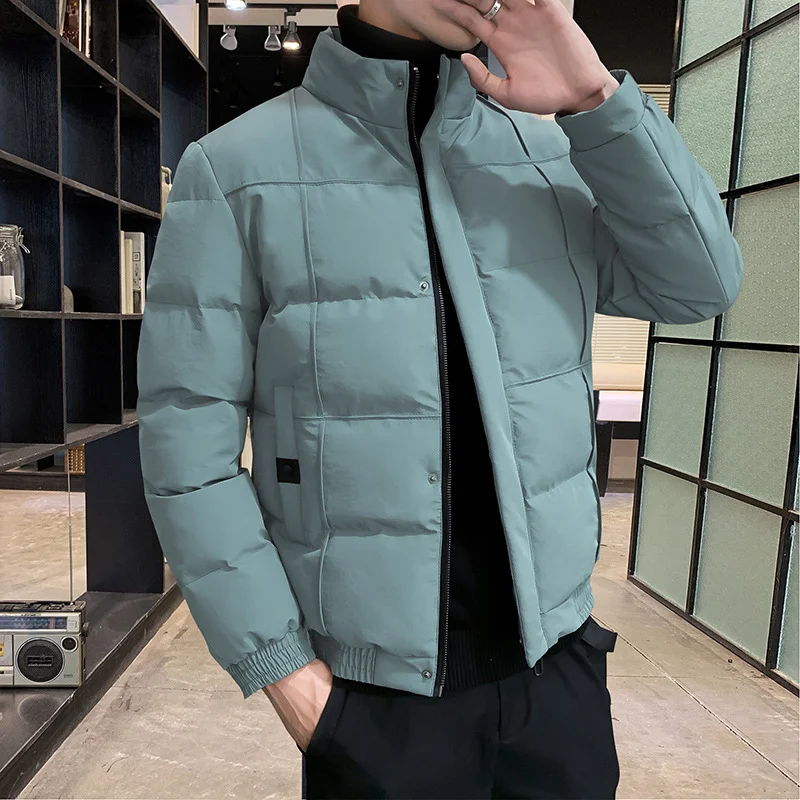 Casual Down Parkas Male New Warm Thickened Solid Collar Cotton Coat Men Winter Korean Version Fashion Jacket Coat Men Clothing