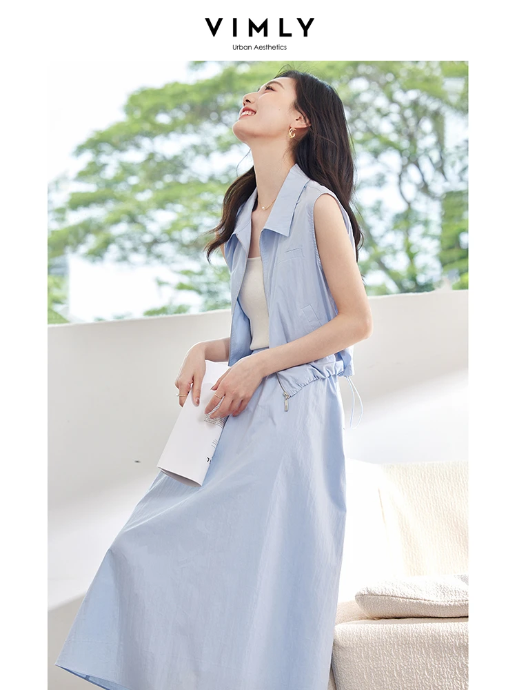 Костюм с юбкой VIMLY Женский повседневный жилет без рукавов лацканами и прямая юбка