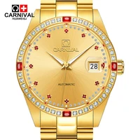carnival 2022 top brand luxury men watches luminous stainless steel waterproof calendar mechanical watch relogio masculino 8003g