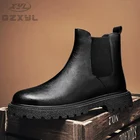 Мужские ботинки челси QZXYL из натуральной кожи, сезон весна-зима, высокие ботильоны из коровьей замши, ботинки мартинсы с рукавом, повседневные ботинки для мужчин