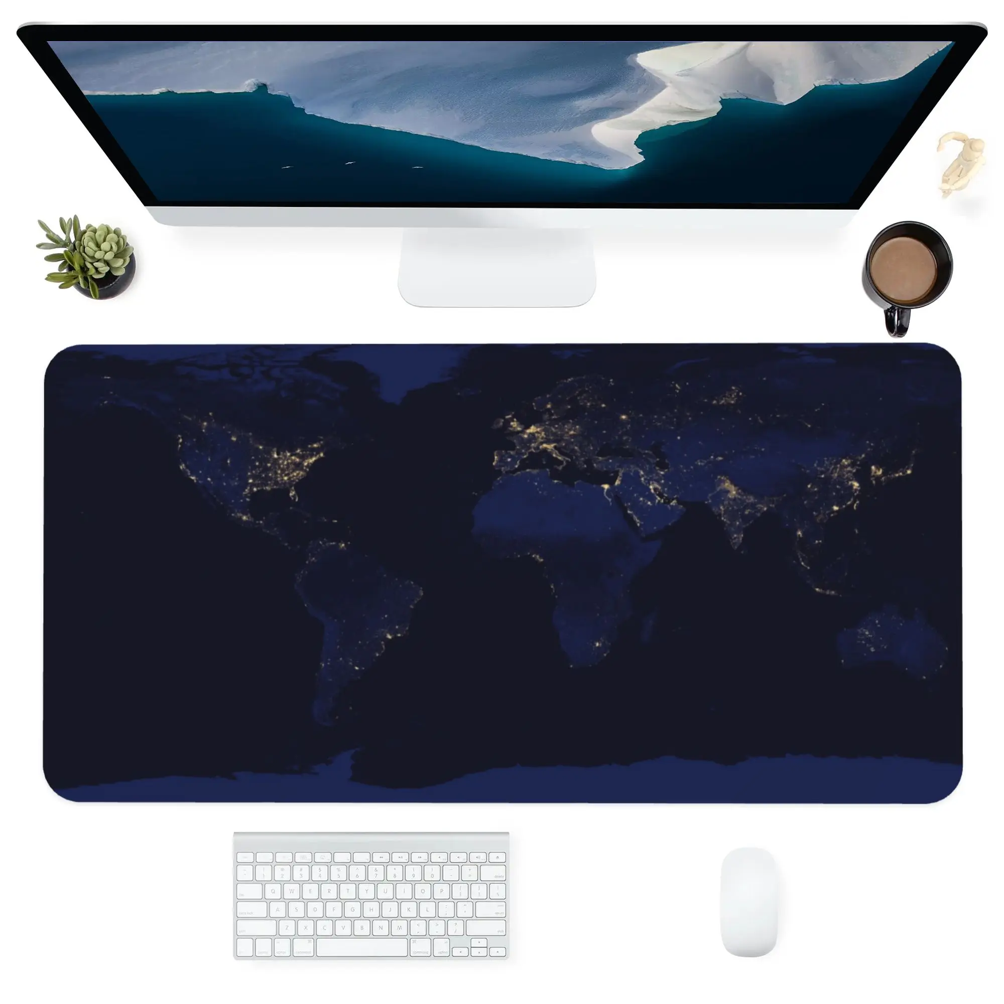 

Mouse Pad Computer Office Supplies Accessories Kawaii Large Square Customized Personalized Desk Pads Mats Night Lights World Map