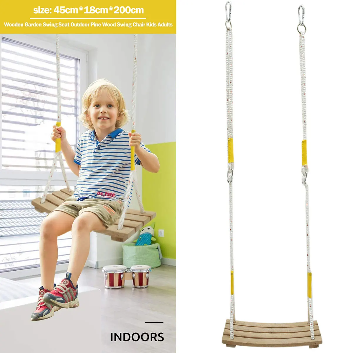 

Набор деревянных подвесных качелей, регулируемый шнурок, для сада и патио, Детская летняя игрушка для спорта на открытом воздухе