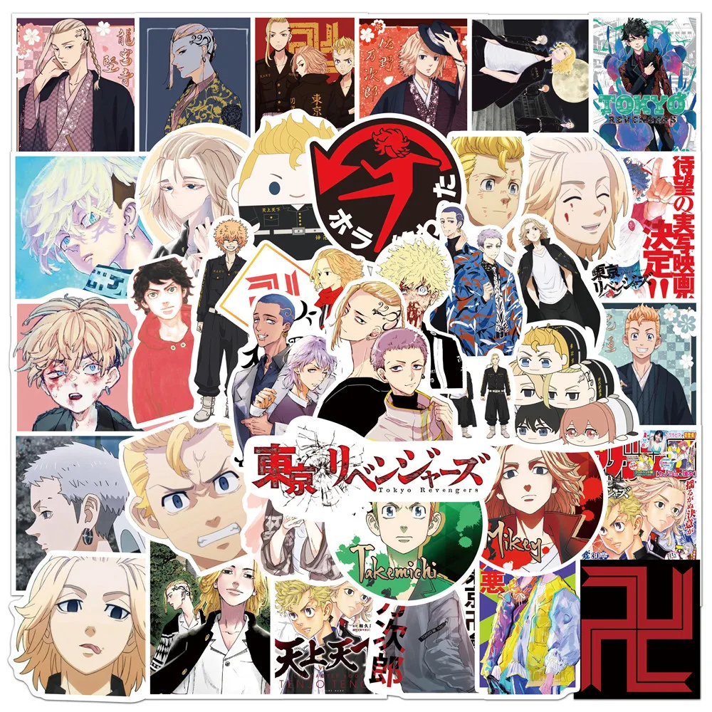 

Anime Tokyo Revengers Figure Stickers Graffiti Waterproof Cosplay Manjiro Ken Takemichi Hinata Garage Fans Gift Toys 50Pcs Suit