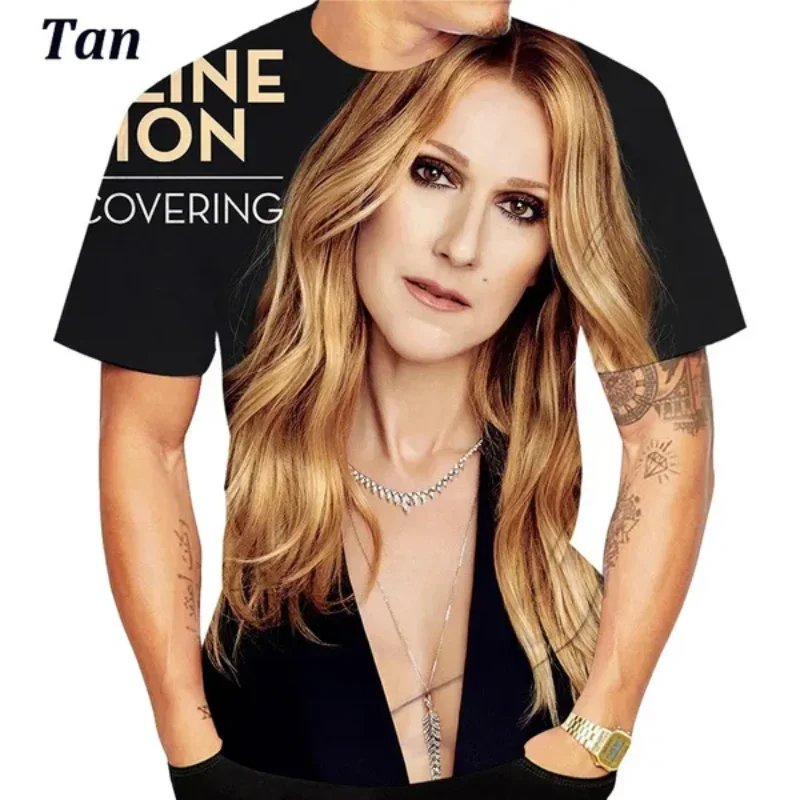 

Fashion Women Clothing Singer & Actor Celine Dion 3D Print T-shirt Personality Hip-hop Harajuku Street Unisex Oversized T Shirt