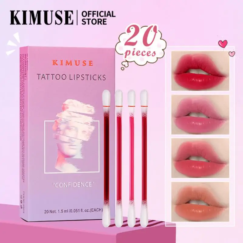 

Non-stick Cup Dye Lip Cotton Swab Lipstick Lip Tint Lipgloss Disposable Hygiene Liquid Lipstick Lip Gloss 20pcs Box Lips Makeup