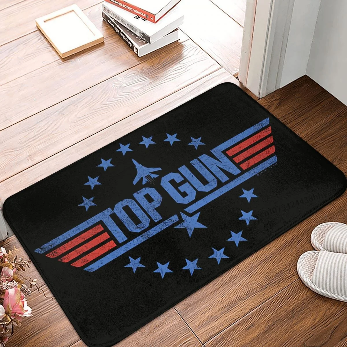 

Non-slip Doormat Blue Top Gun Bath Bedroom Mat Outdoor Carpet Flannel Pattern Decor