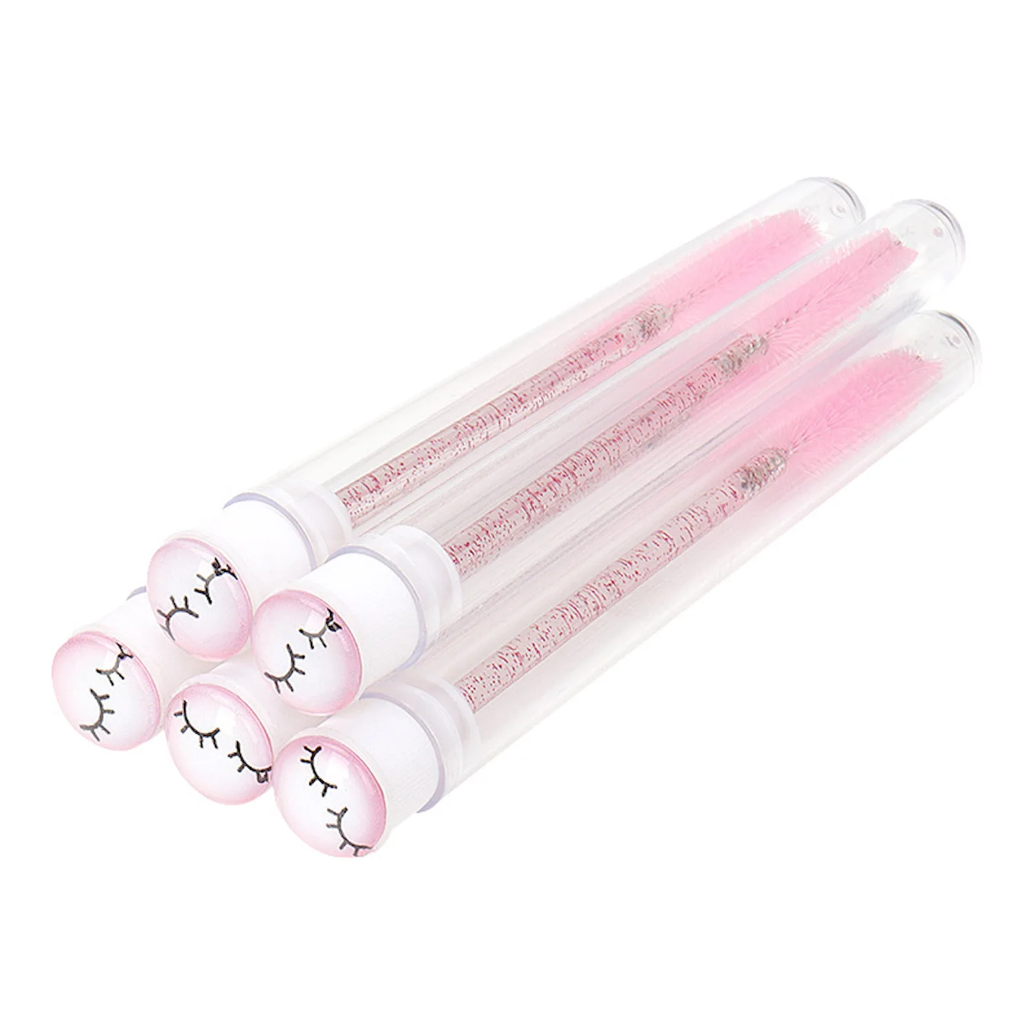 

10 Pcs Disposable Pink Mascara Brushes Diamond Eyelash Spoolies Makeup Brush Mascara Wand in Sanitary Tube Lash Supplies