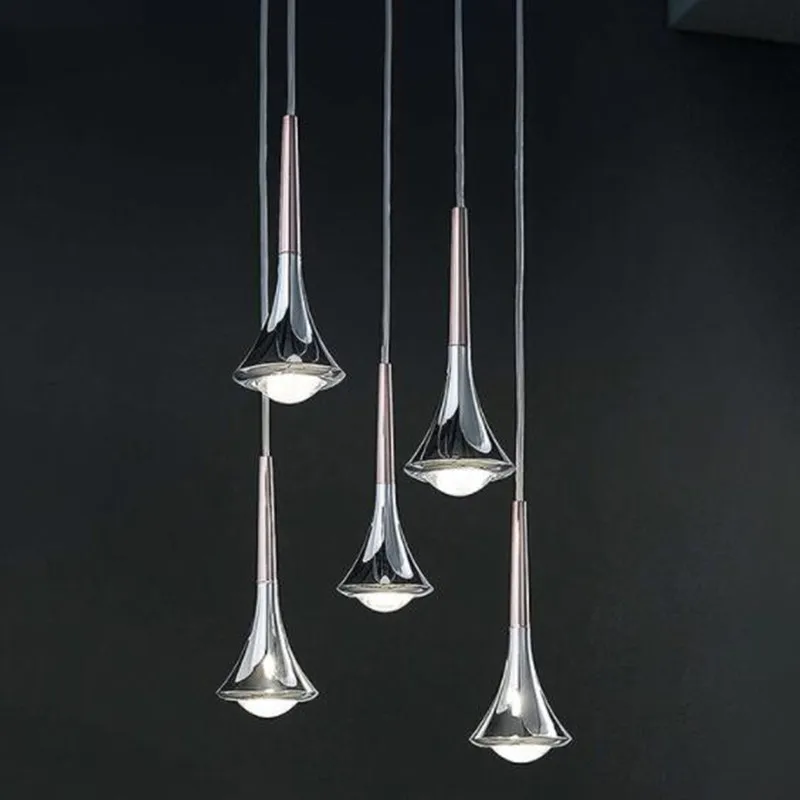 Nordic Minimalist Pendant Light Led Hotel Decor Restaurant Bar Living Room Hanging Lighting Suspension Fixture Water Drop Lamp