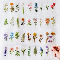 30 pcs simulation plant pressed flower strip sticker book diary diy decorative stickers collage decorative hand account stickers