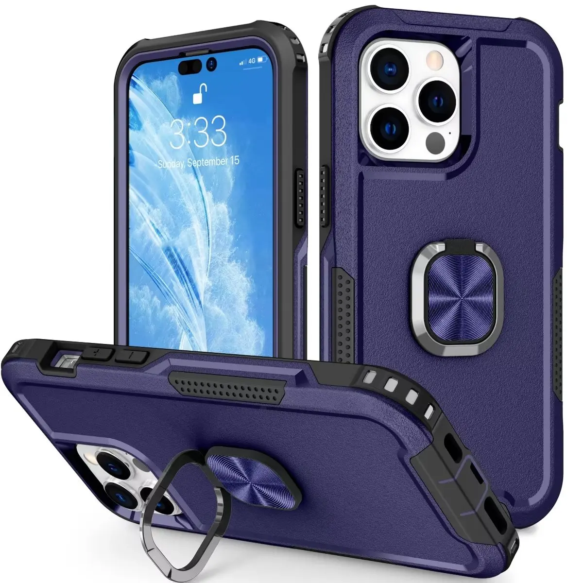 Shockproof Armor Silicon PC Case For iPhone 14 Pro MAX 13 12 Mini 11 X XS XR 6 7 8 14 Plus Phone Cover Magnetic Ring Car Holder