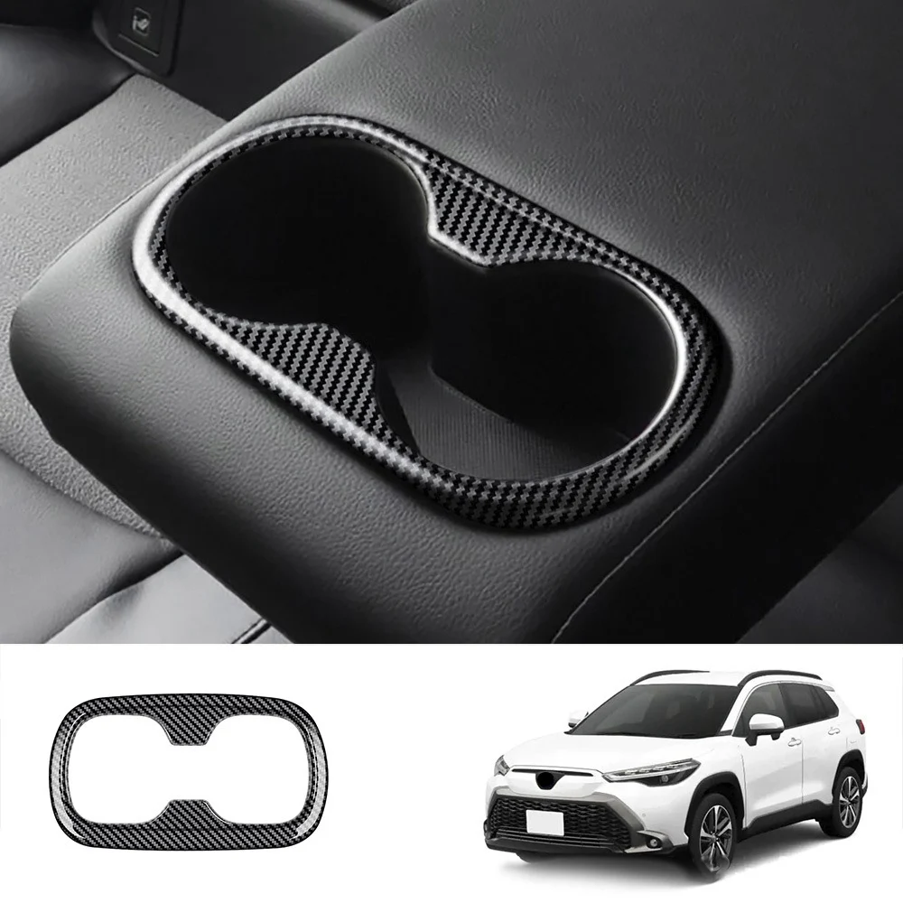 

Автомобильный держатель для стакана воды из углеродного волокна на заднее сиденье, декоративная рамка, обшивка, подходит для Toyota Corolla Cross 2021 2022 RHD