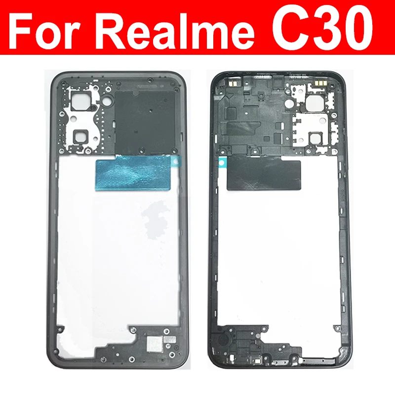 For OPPO Realme C30 RMX3581 Middle Frame Housing Bezel Middle Frame Cover with Side Volume Button Repalcement Parts