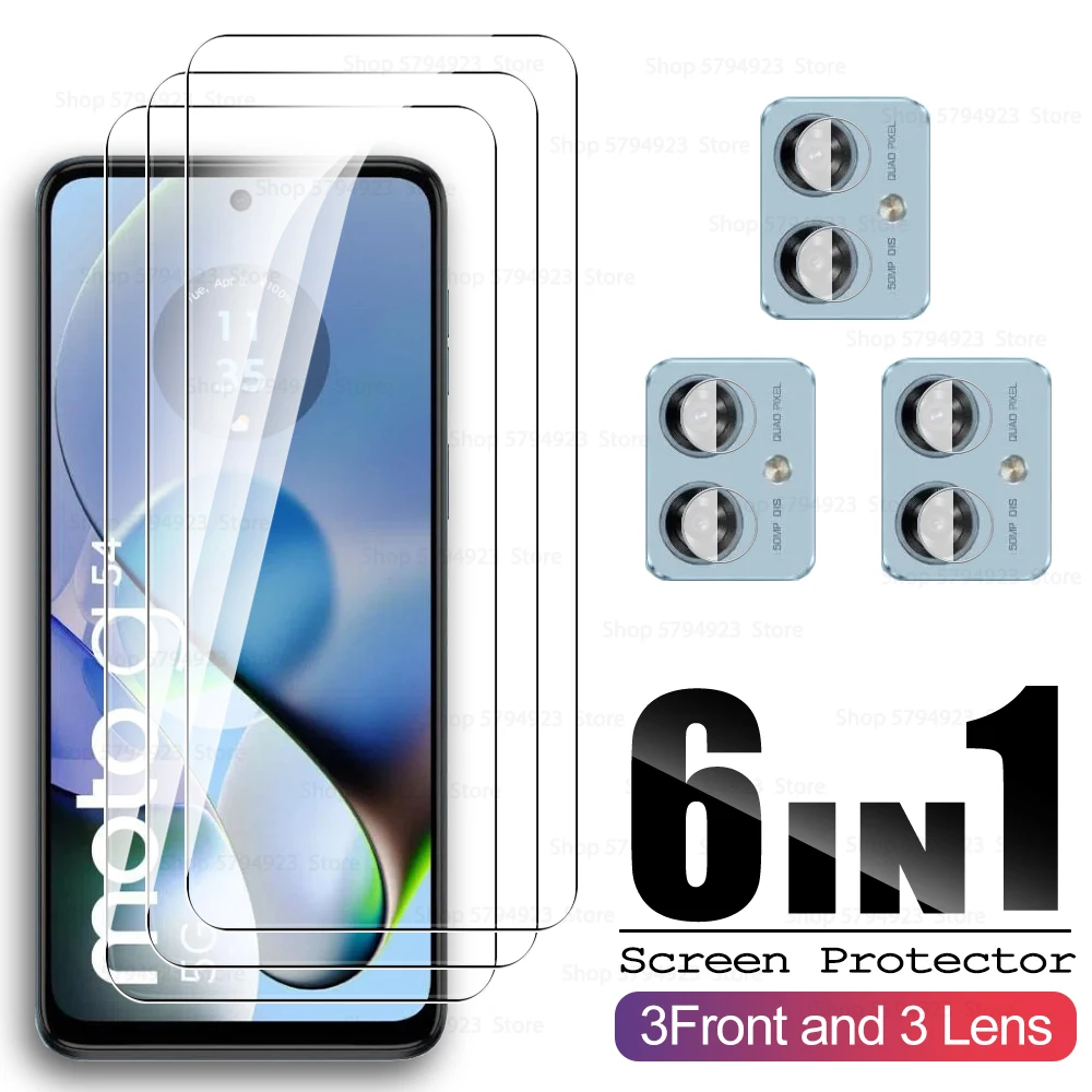 6 в 1 для Motorola Moto G54 5 дюймовый полноэкранный защитный экран из закаленного стекла