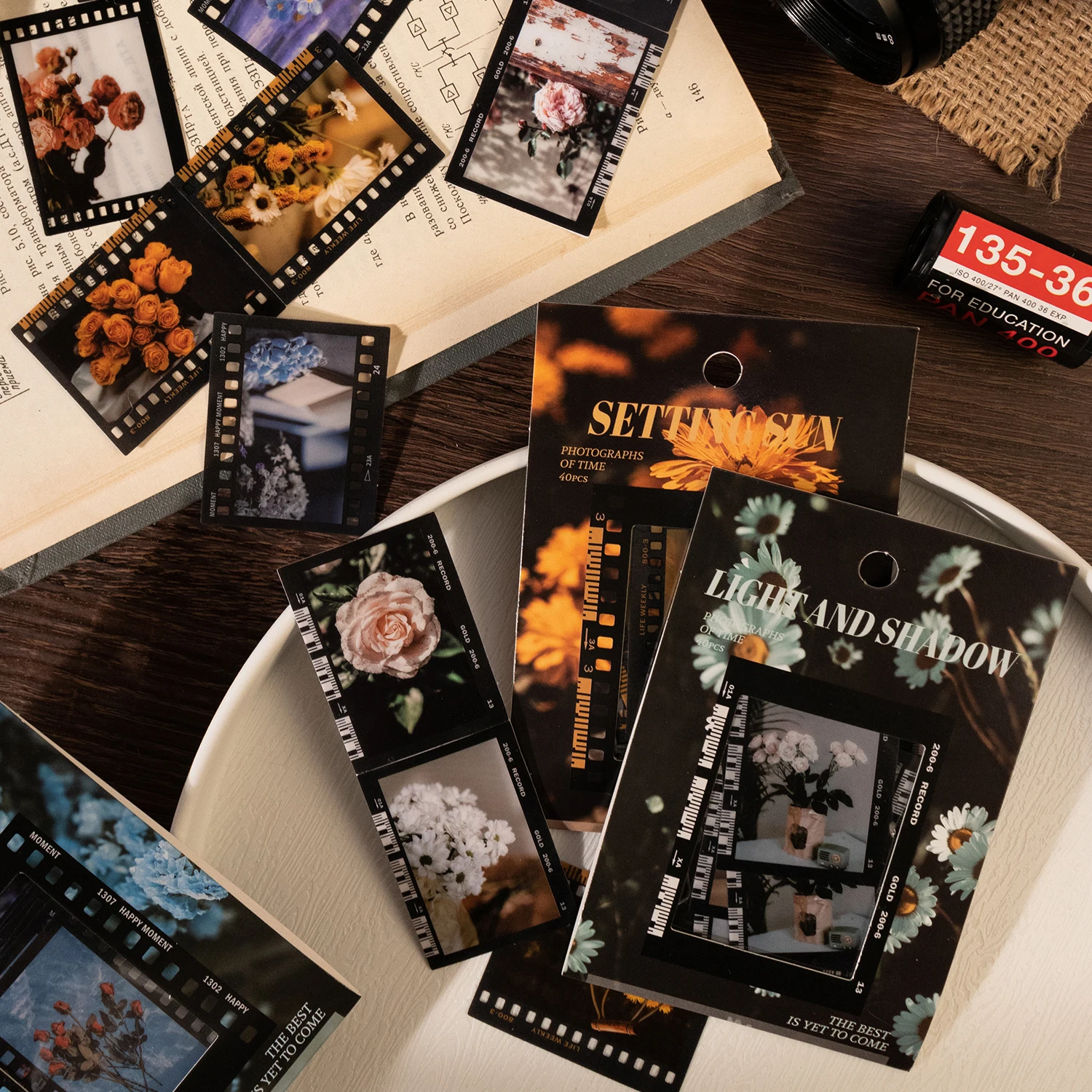 40 шт. винтажные наклейки на рамку с изображением животных цветов пейзажа