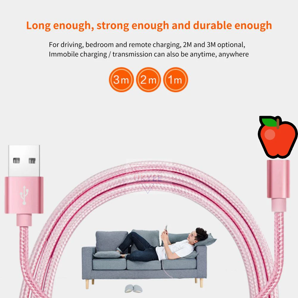 Fast Charging USB Cable For iPhone 13 12 11 Pro Max X XR XS 8 7 6s 5s Fast Data Charger USB Wire Cord  Nylon-Braide Cable