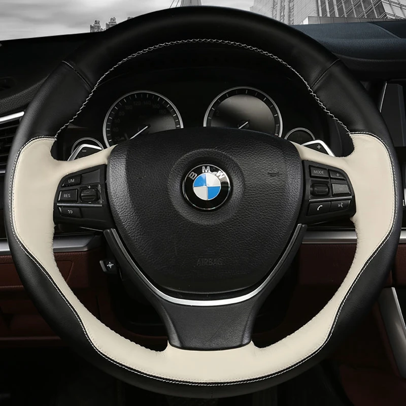

Чехол рулевого колеса автомобиля износостойкая натуральная кожа для BMW F10 F11 (Touring) F07 F12 F13 F06 F01 F02, автомобильные аксессуары