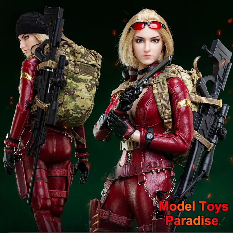 

BBK BBK014 1/6 Scale Women Soldier Full Set Night Sniper Red Leather Jacket Lyra 12inch Action Figure Collectible Gifts
