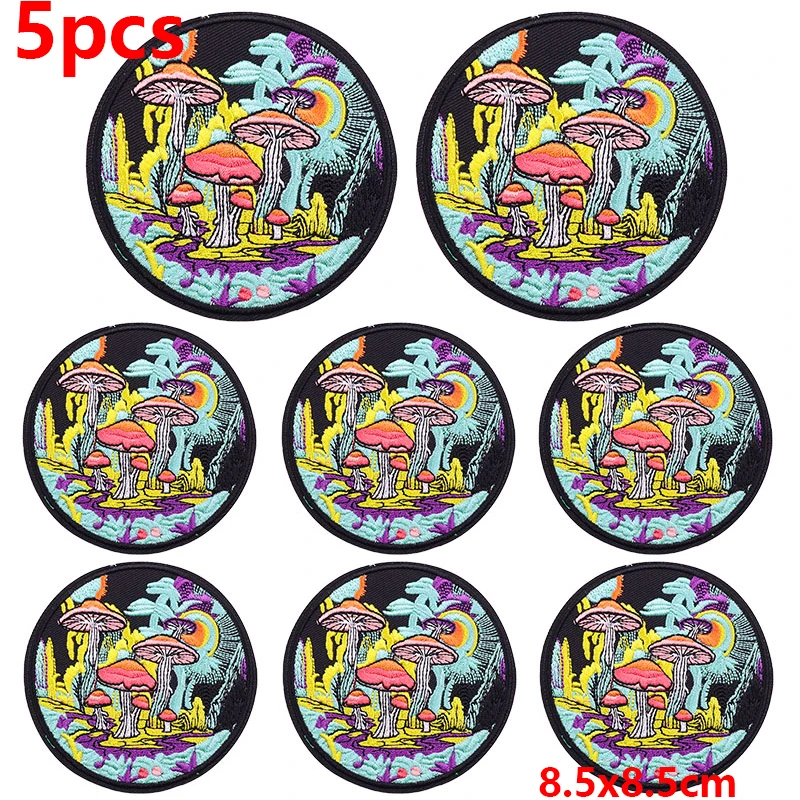 5 шт./лот нашивка с рисунком гриба уличная вышивка железные нашивки для одежды