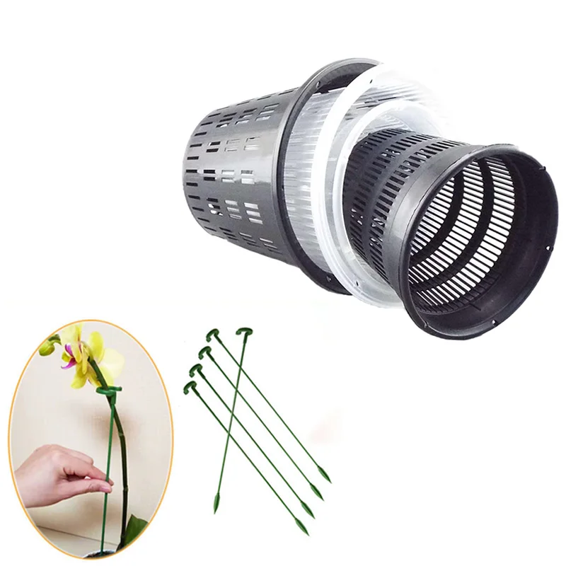 5 шт. прозрачные пластиковые цветочные горшки орхидеи отверстия для лотков