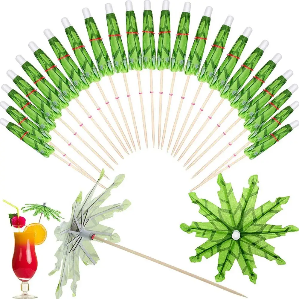 

Barbeque Coconut Palm Tree Eco-friendly Disposable Tropical Appetizers Picks Fancy Sticks Cocktail Skewer Paper Umbrella