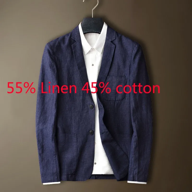

New Arrival Fashion High Quality Spring And Autumn Youth Casual Cotton And Linen Suit Thin Coat Blazers Plus Size SMLXL2XL-5XL